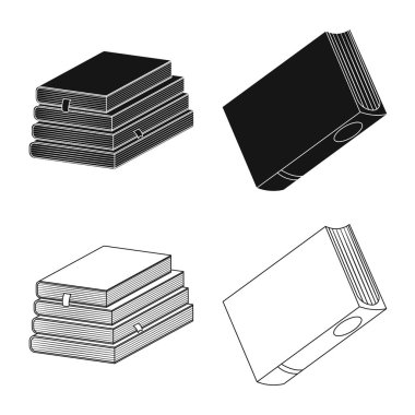 Eğitim ve kapak logo vektör Illustration. Eğitim ve hisse senedi için kitapçı vektör simge kümesi.