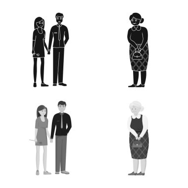 Karakter ve avatar simge vektör Illustration. Hisse senedi için karakter ve portre vektör simge topluluğu.