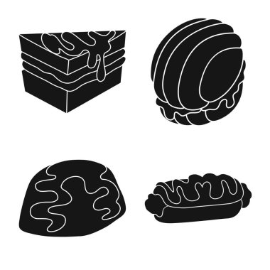 Tatlılık ve ürün simgesinin vektör Illustration. Web için tatlılık ve tatlı stok sembolü seti.