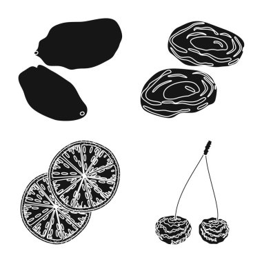 Vitamin ve doğa simgesinin izole nesne. Stok için vitamin ve kurutulmuş vektör simgesi koleksiyonu.