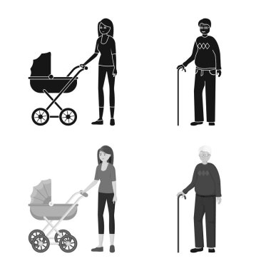 Vektör Illustration karakter ve avatar sembolü. Hisse senedi için karakter ve portre vektör simge kümesi.