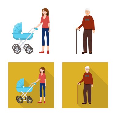 Karakter ve avatar simge vektör tasarımı. Hisse senedi için karakter ve portre vektör simge topluluğu.