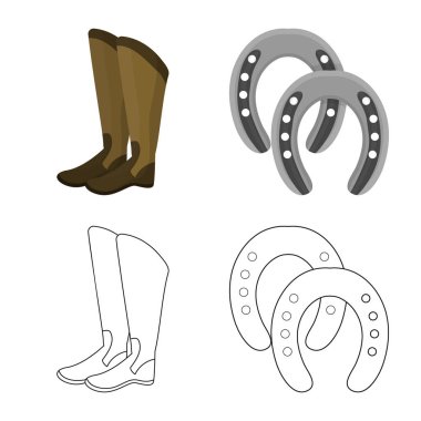 Ekipman ve Binicilik simge vektör Illustration. Ekipman ve rekabet stok vektör çizim seti.