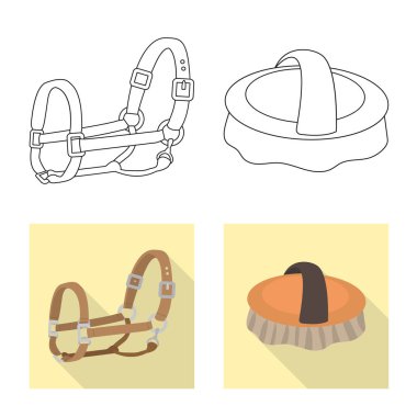 Ekipman ve Binicilik simgesi yalıtılmış nesne. Ekipman ve rekabet stok vektör çizim seti.