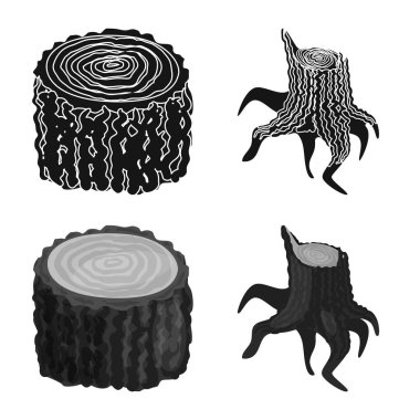 Ağaç ve ham simge vektör Illustration. Ağaç ve inşaat hisse senedi vektör çizim topluluğu.