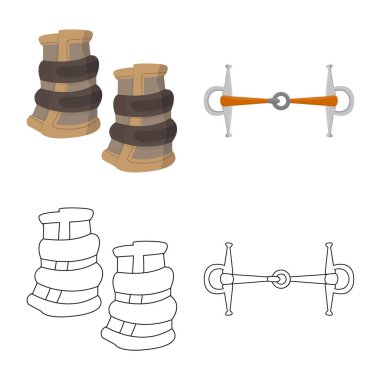 Ekipman ve Binicilik simgesi yalıtılmış nesne. Ekipman ve rekabet stok vektör çizim topluluğu.