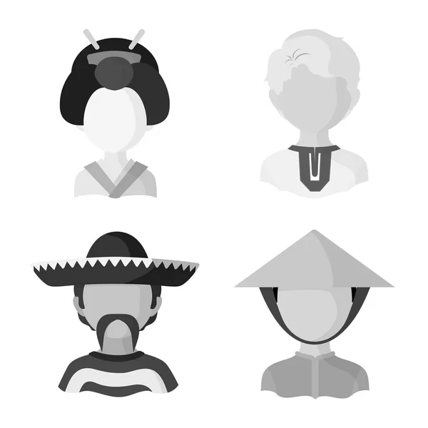 Diseño vectorial del logotipo de la persona y la cultura. Colección de persona y raza stock vector ilustración . — Vector de stock