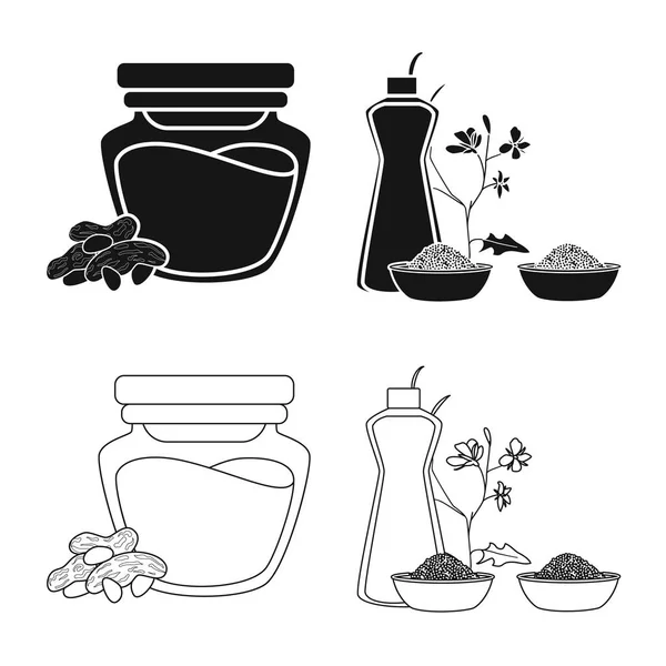 Vektorutforming av sunn og vegetabilsk logo. Innsamling av vektorillustrasjon for friske og landbruksmessige bestander . – stockvektor
