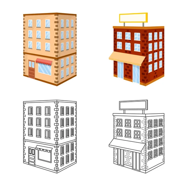 Изолированный объект строительства и логотип здания. Коллекция строительного и имущественного фондового символа для сети . — стоковый вектор