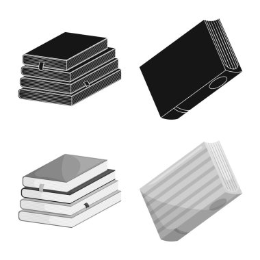 Eğitim ve kapak simge vektör tasarımı. Eğitim ve hisse senedi için kitapçı vektör simge koleksiyonu.