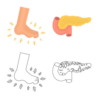 Diyet ve tedavi simge vektör tasarımı. Hisse senedi için diyet ve tıp vektör simge topluluğu.