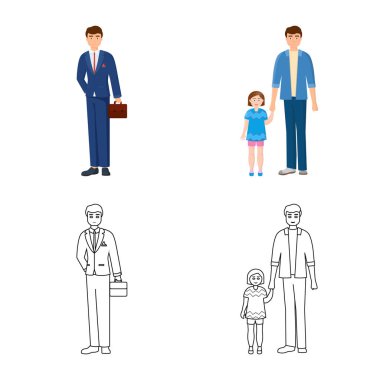 Karakter ve avatar işareti vektör tasarımı. Web için karakter ve portre hisse senedi simgesi kümesi.
