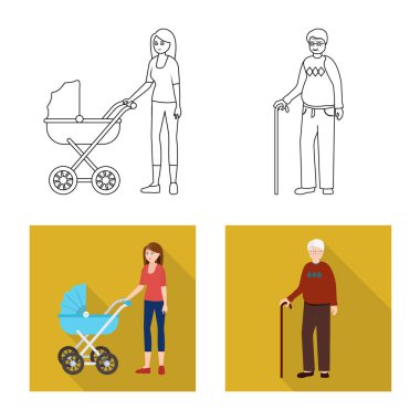 Karakter ve avatar logo vektör tasarımı. Karakter ve portre hisse senedi vektör çizim seti.