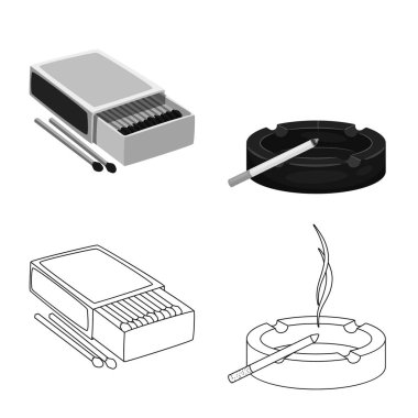 Çöp illüstrasyon vektör ve simge durdurmak. Web için çöp ve alışkanlık hisse senedi simgesi kümesi.