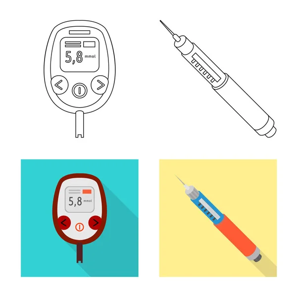 Isolerade objekt av kost och behandling symbol. Samling av kost och medicin aktiesymbol för webben. — Stock vektor