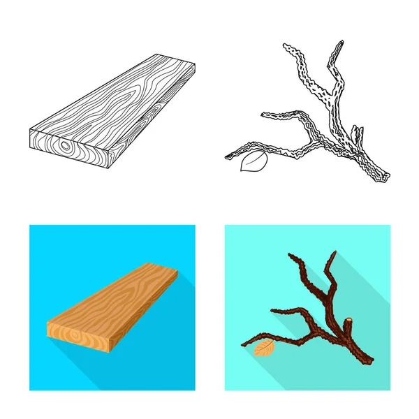 Projeto vetorial de árvore e sinal cru. Coleção de árvore e símbolo de estoque de construção para web . — Vetor de Stock