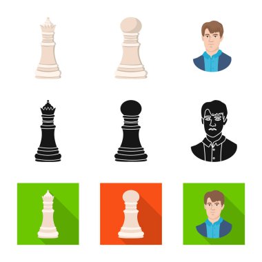 Şah mat ve ince ikon vektör çizim. Şah mat ve hedef hisse senedi vektör çizim seti.