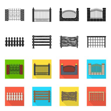 Kapı ve çit simge vektör tasarımı. Web için kapı ve duvar hisse senedi simgesi kümesi.