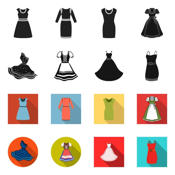 Векторная иллюстрация логотипа платья и одежды. Набор векторной иллюстрации платья и вечернего запаса . — стоковый вектор