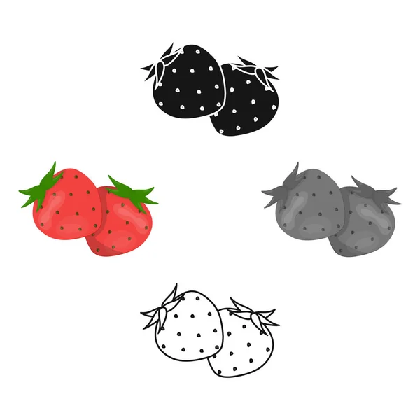 Fresa, fruta agridulce y dulce. Icono de fruta única en dibujos animados, negro estilo vector símbolo stock ilustración web . — Vector de stock