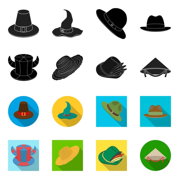Geïsoleerde object van hoed en cap pictogram. Set hoed en model aandelensymbool voor web. — Stockvector