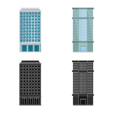 Belediye vektör tasarımı ve merkezi sembolü. Web için belediye ve Emlak hisse senedi simgesi kümesi.