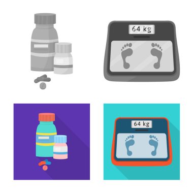 Diyet ve tedavi simge vektör Illustration. Diyet ve ilaç hisse senedi simgesi için web topluluğu.