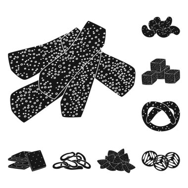 Parti vektör tasarımı ve pişirme logosu. Stok için parti ve gevrek vektör simgesinin toplanması.