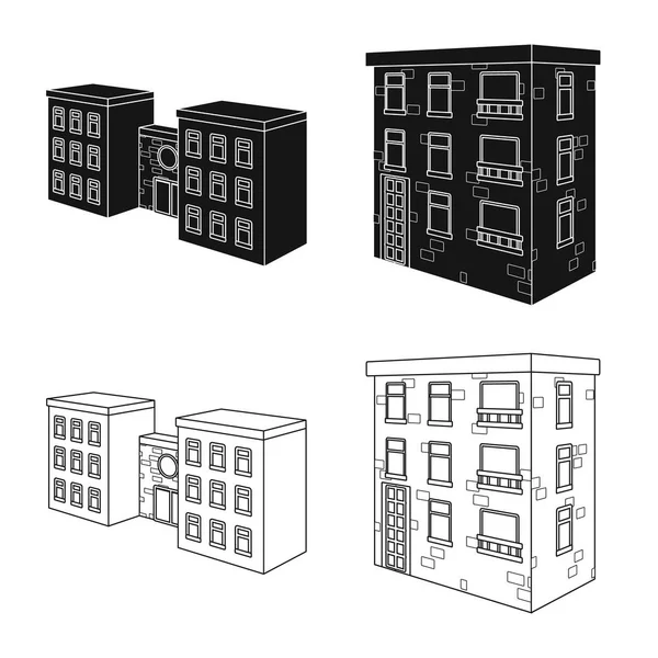 Vectorillustratie van bouw en teken. Set bouw en landgoed voorraad vectorillustratie. — Stockvector