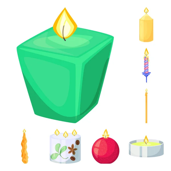 Ilustración vectorial del icono de luz y cera. Colección de luz y símbolo de stock de ceremonia para la web . — Vector de stock