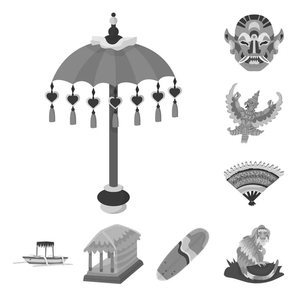 Ilustración vectorial de signo asiático y geográfico. Conjunto de asiático y turismo stock símbolo para web . — Vector de stock