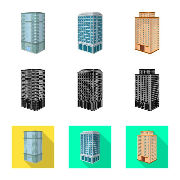 Oggetto isolato di costruzione e simbolo dell'edificio. Raccolta di illustrazione vettoriale costruzione e patrimonio immobiliare . — Vettoriale Stock