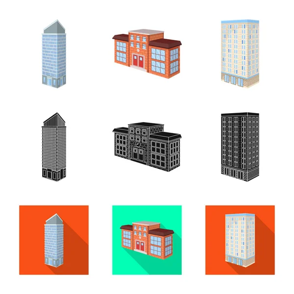 Illustration vectorielle de la construction et icône du bâtiment. Ensemble de construction et icône vectorielle immobilière pour stock . — Image vectorielle