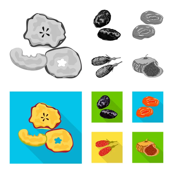 Diseño vectorial de alimentos y signos crudos. Conjunto de alimentos y naturaleza vector icono para stock . — Archivo Imágenes Vectoriales