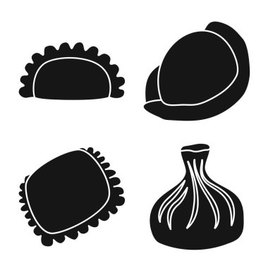 Mutfağın izole nesnesi ve meze simgesi. Web için mutfak ve gıda stok sembolü seti.