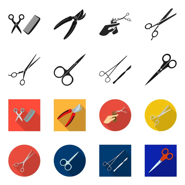Isolerat objekt av sax och Craft Sign. Insamling av sax och öppna Lager vektor illustration. — Stock vektor