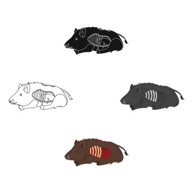 Karikatür, siyah tarzı Domuz tek simge. Domuz, vektör sembolü stok illüstrasyon web.