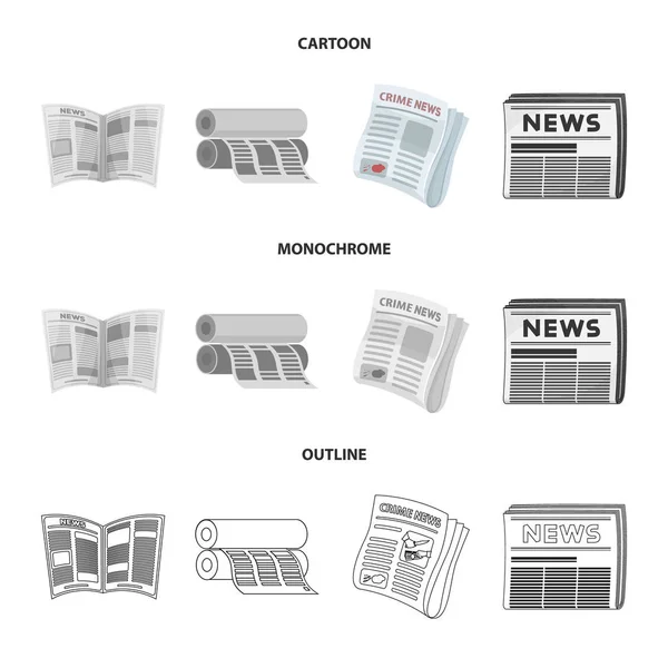 Ilustración vectorial del símbolo diario y plegado. Conjunto de símbolos diarios y de papel para web . — Archivo Imágenes Vectoriales