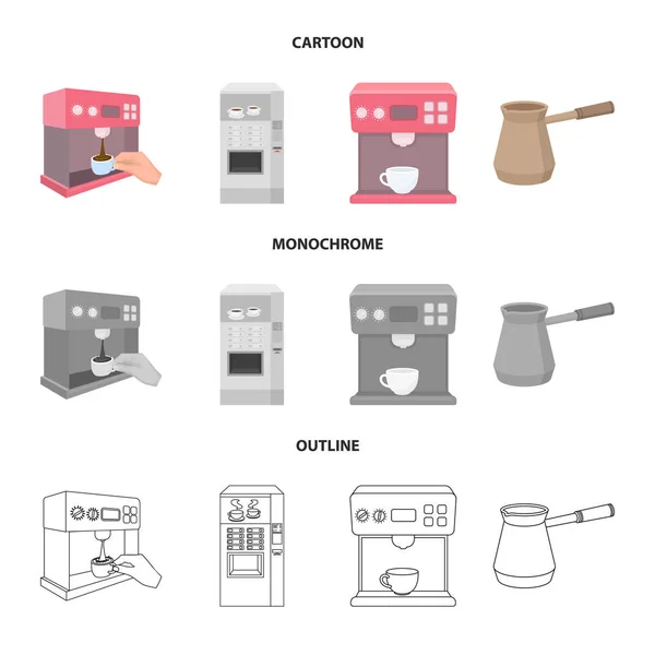 Objeto aislado de signo de café y máquina. Colección de café y cocina símbolo de stock para web . — Vector de stock