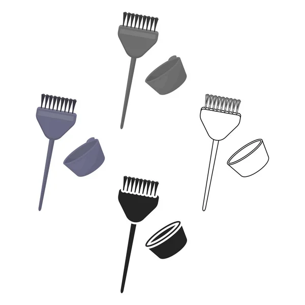Ícone de escova de coloração de cabelo em desenhos animados, estilo preto isolado no fundo branco. Ilustração de vetor de estoque de símbolo de cabeleireiro . —  Vetores de Stock