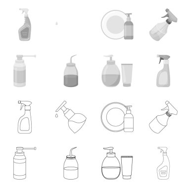 Püskürtücü ve sıvı simge vektör Illustration. Püskürtücü ve pestisit hisse senedi simgesi web için set.