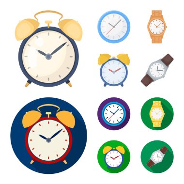 Zaman ve saat sembolüvektör illüstrasyon. Hisse senedi için zaman ve iş vektör simgesi kümesi.