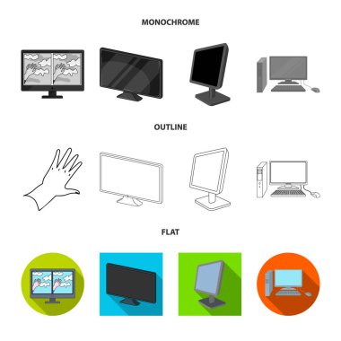 Ekran ve bilgisayar logosu yalıtılmış nesne. Ekran ve mockup hisse senedi vektör çizim topluluğu.