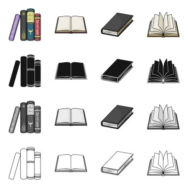 Kütüphane ve ders kitabı logo vektör tasarımı. Kütüphane ve okul hisse senedi vektör çizim seti.