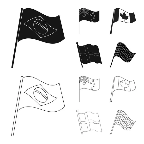 Vector illustratie van wereld en vlag teken. Collectie van wereld en lint voorraad vectorillustratie. — Stockvector