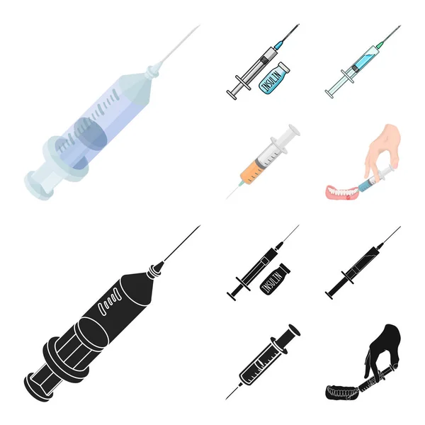 Isolerat föremål av vaccin och sprutans logotyp. Insamling av vaccin och antibiotika lager symbol för webb. — Stock vektor