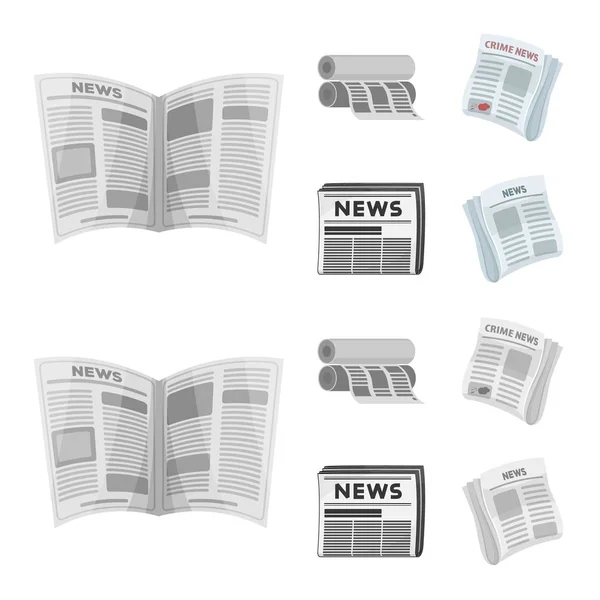 Illustrazione vettoriale del segno quotidiano e piegato. Set di icone vettoriali giornaliere e cartacee per magazzino . — Vettoriale Stock