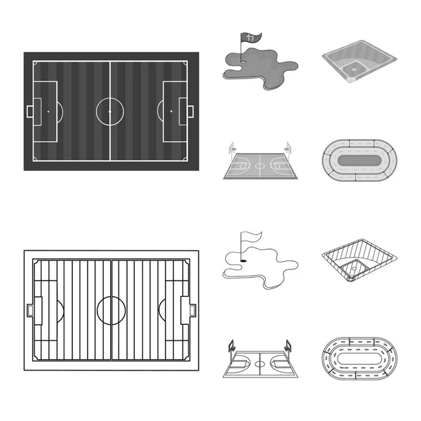 A mező-és sportjel vektortervezése. A terepi és játékállomány gyűjteménye a weben. — Stock Vector