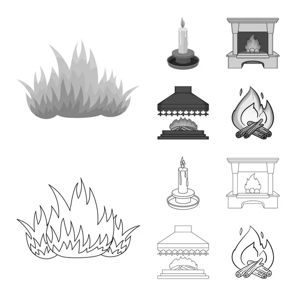 Vector design of fire and flame symbol. Collection of fire and fireball vector icon for stock. — Stock Vector