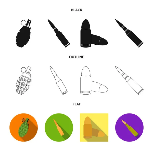 Isolated object of weapon and war symbol. Set of weapon and inventory  vector icon for stock. — Stock Vector